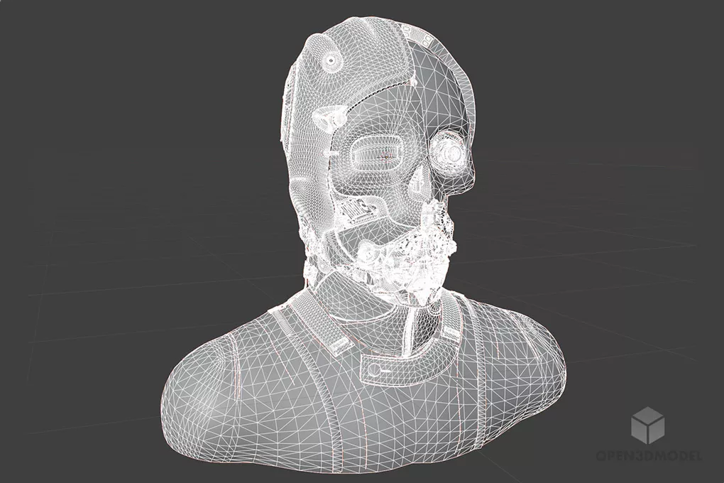 Police Robot Head 3d model 2