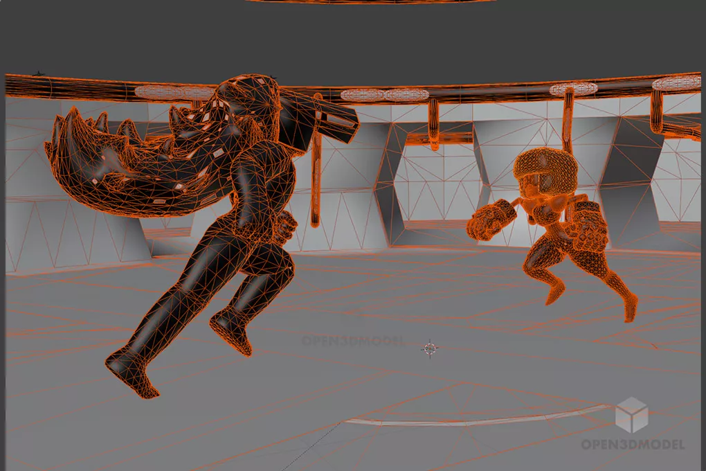 Arena Ring With Cartoon Character 3d model 2