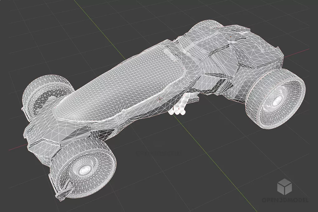 Futuristic Car With Big Wheels 3d model 2