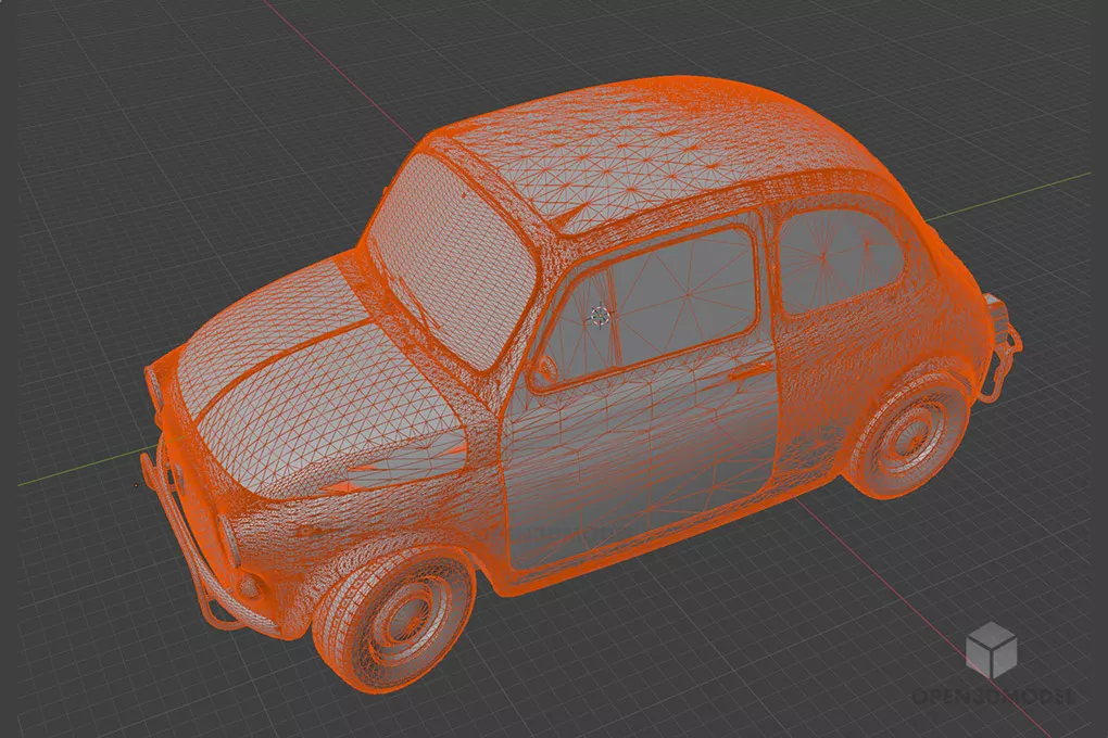 Fiat 500 Vintage Car 3d model 2