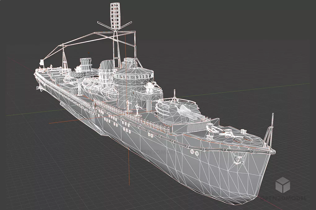 Destroyer Military War Ship Free 3d Model - .Blend, .C4d, .Dae, .Fbx ...