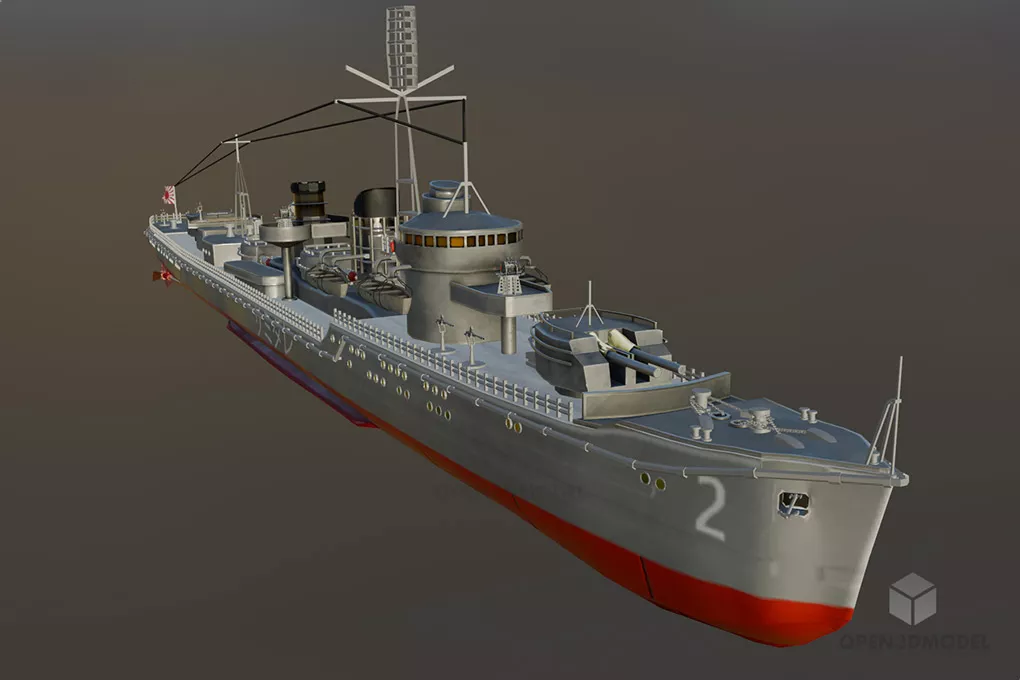 Destroyer Military War Ship Free 3d Model - .Blend, .C4d, .Dae, .Fbx ...