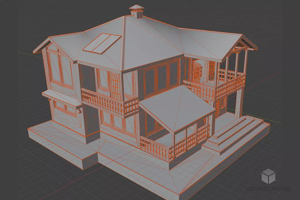 White Residence House 3d model 2