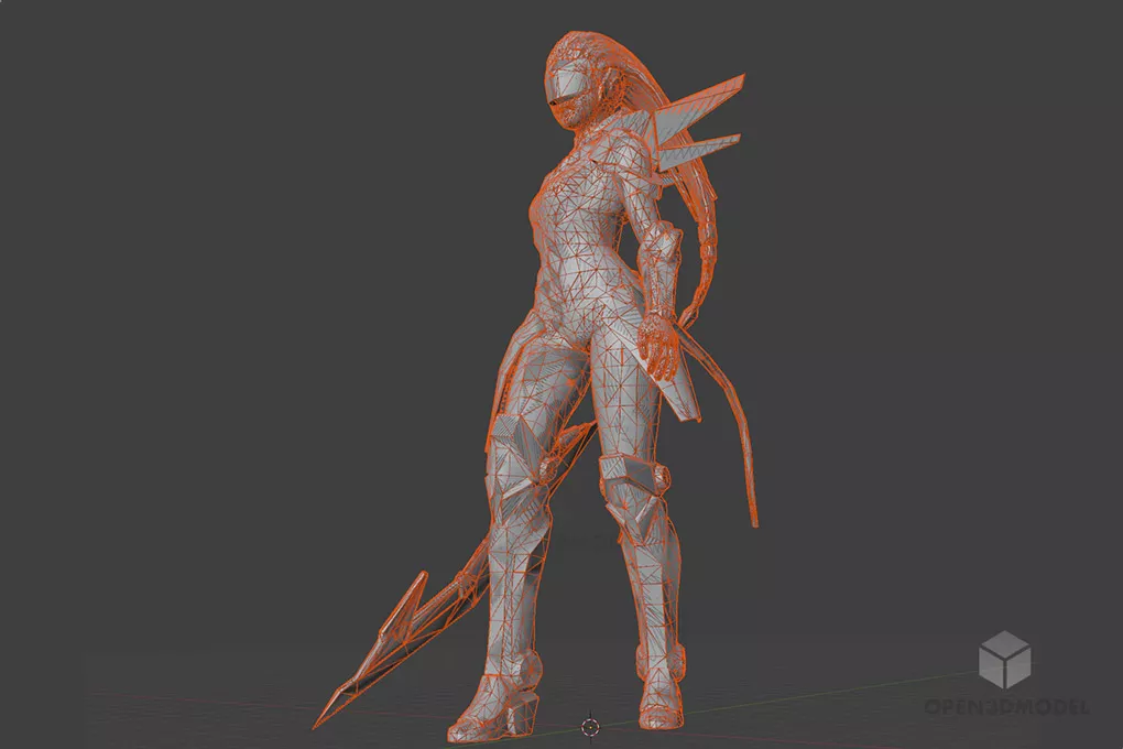Riot Warrior Girl Anime Character 3d model 2
