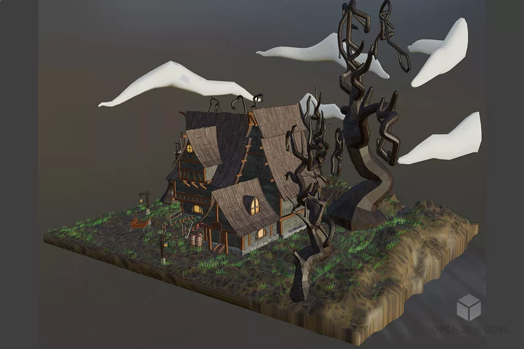 Public House Building, Classic Column Building 3d model