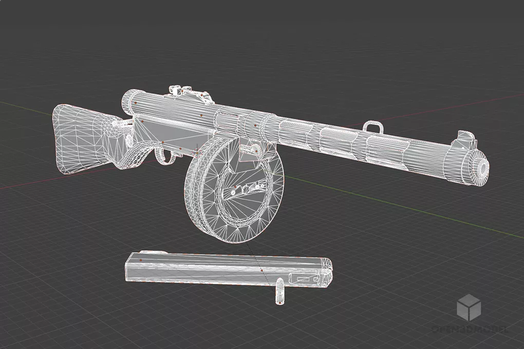 Machine Gun Suomi Kp31 3d model 2