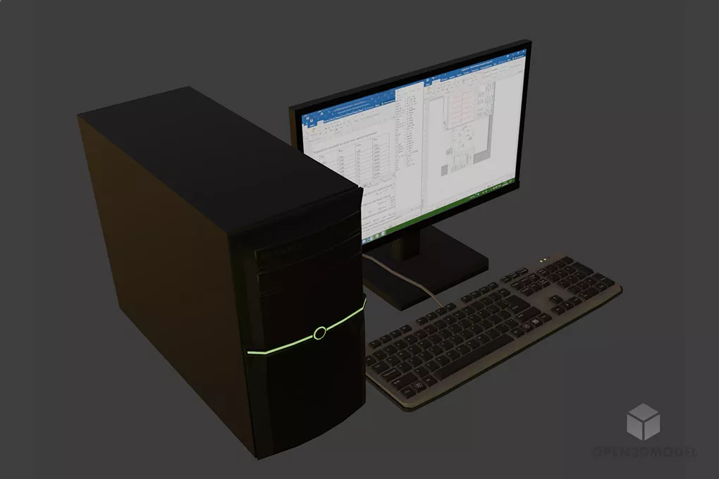 Multimedia Information With Monitor 3d model