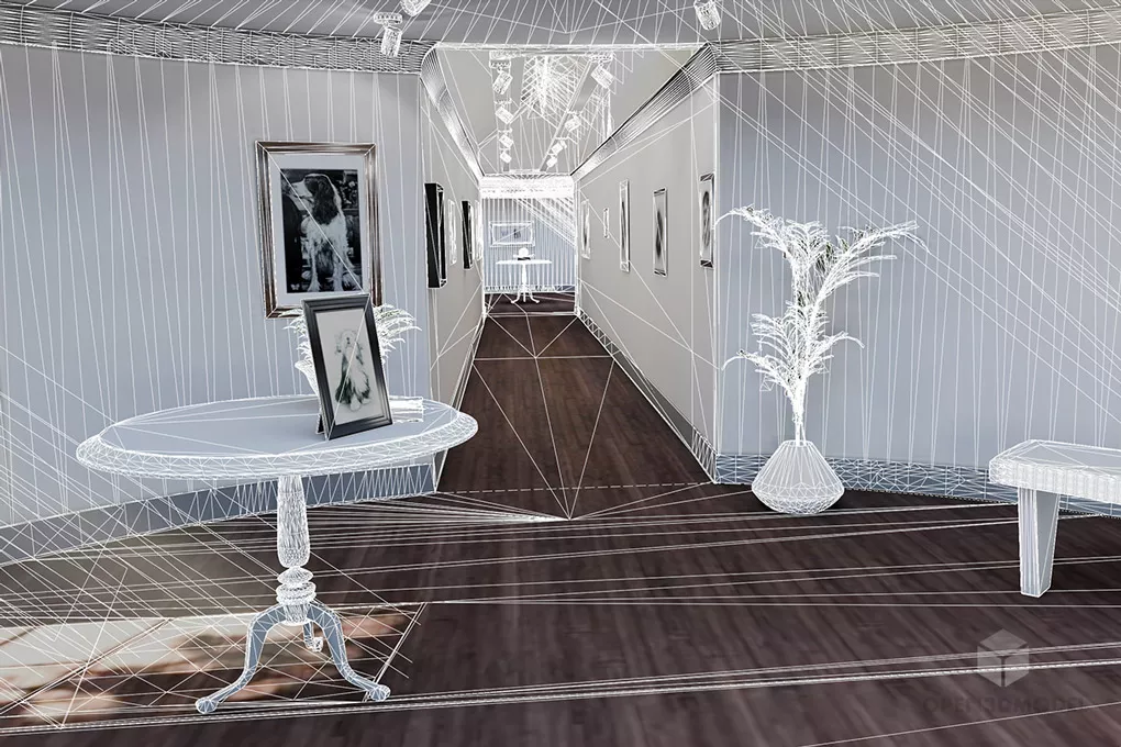 Gallery Interior With Decorative Artwork 3d model 2