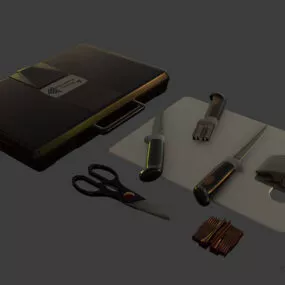 Cutting Fish Equipment, Scissor, Knife 3d model