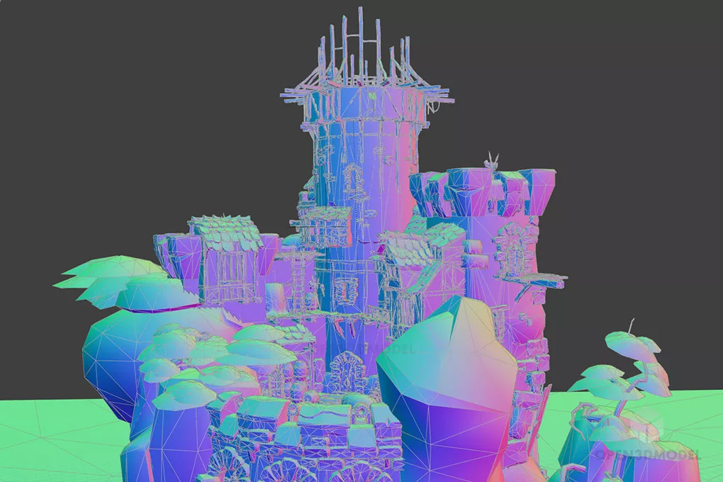 Fantasy Cartoon Castle Building On Sea Free 3d Model - .C4d, .Dae, .Fbx ...