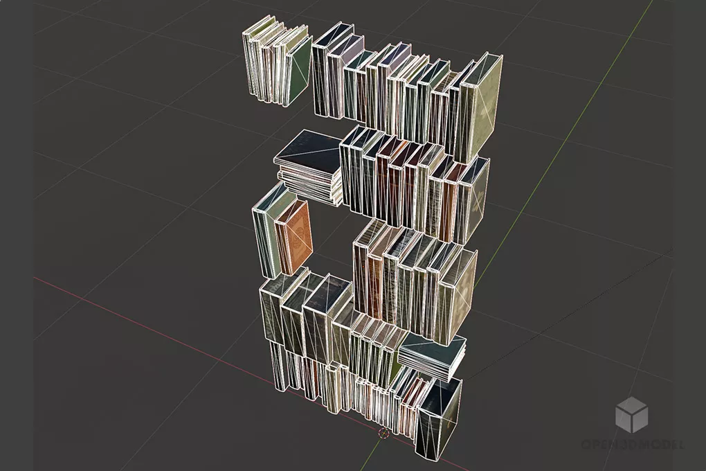 Book Stack For Bookcase 3d model 2