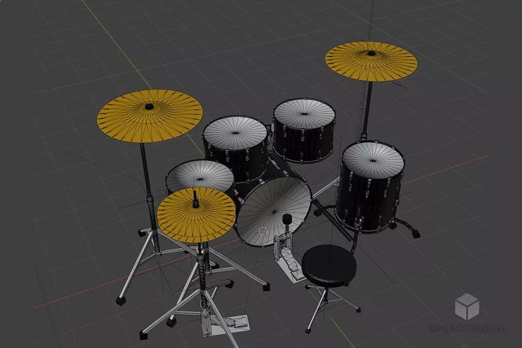 Drum Set Music Instrument 3d model 2