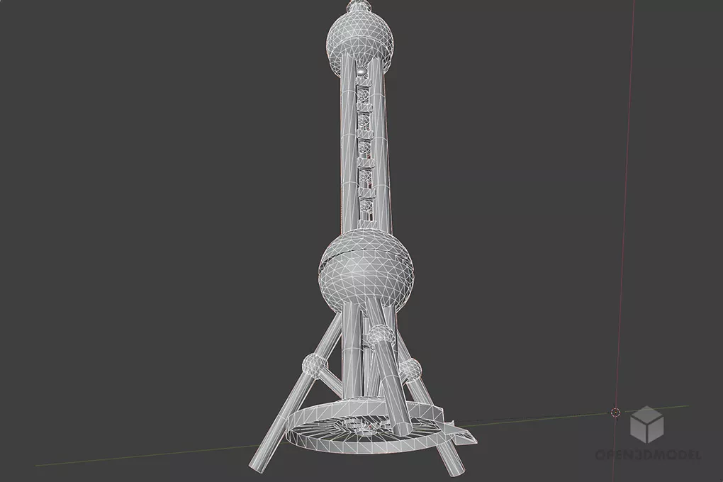 Shanghai Oriental Pearl Skyscraper Building 3d model 2