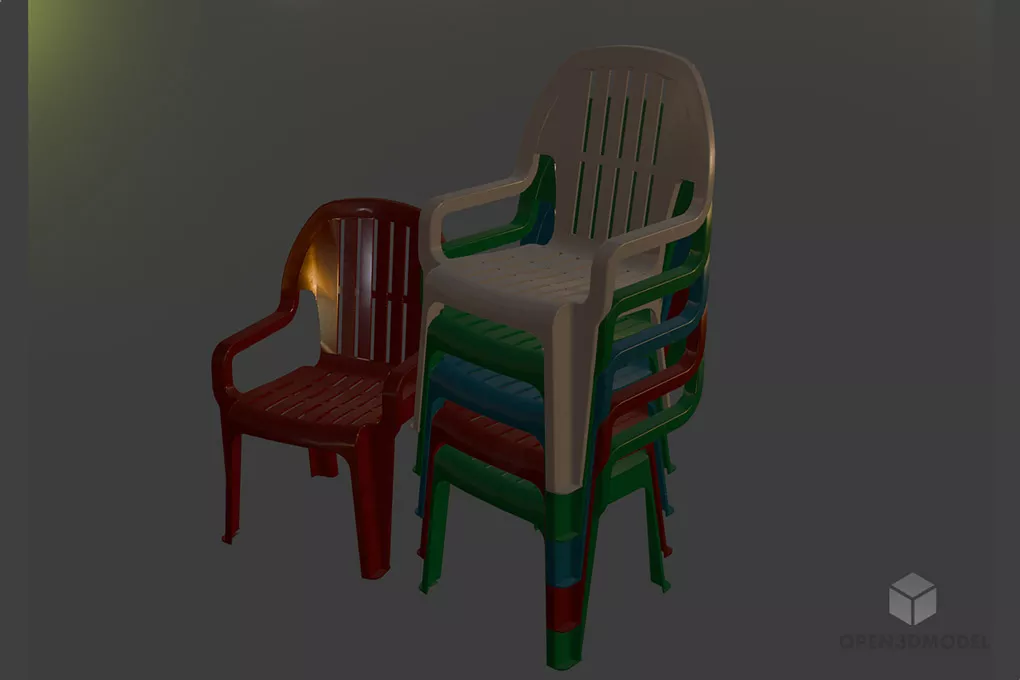 Bar Chair Wood Legs Modern Design 3d model