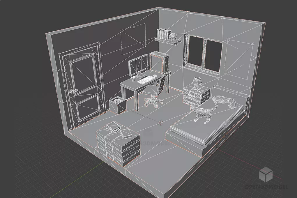 Low Poly Isometric Room Free 3d Model - .Blend, .C4d, .Dae, .Fbx, .Obj ...