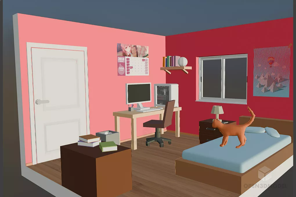 Low Poly Isometric Room Free 3d Model - .Blend, .C4d, .Dae, .Fbx, .Obj ...