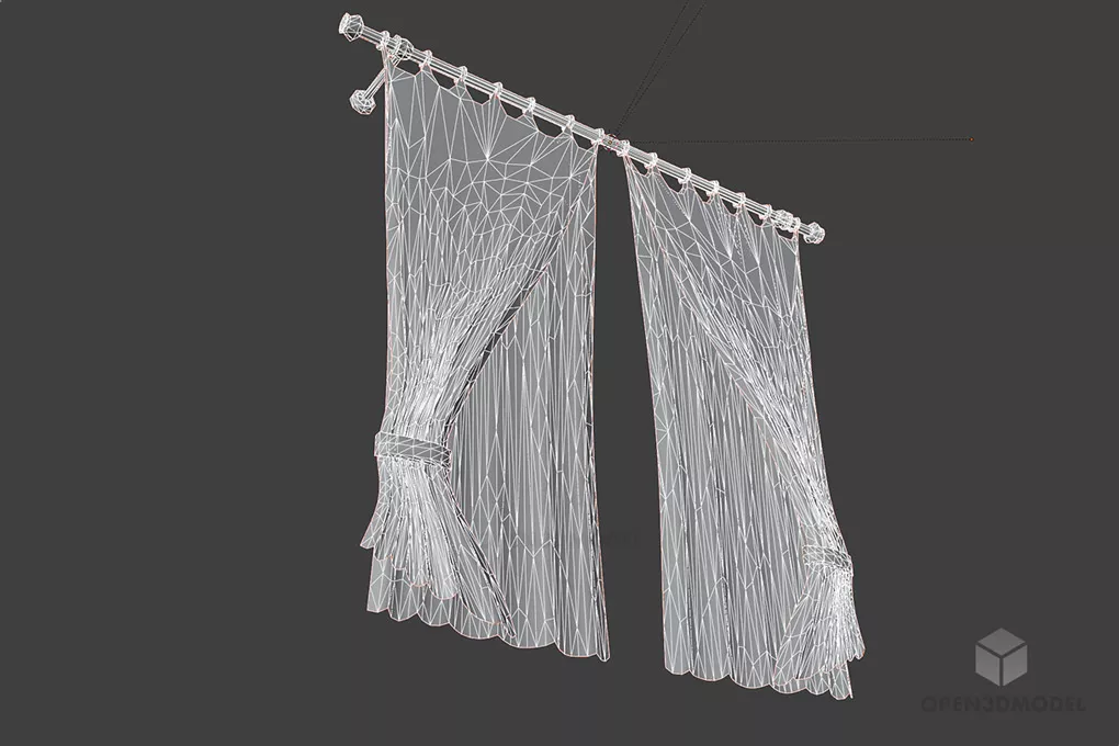 Curtain Two Layers Brown White Colors 3d model 2