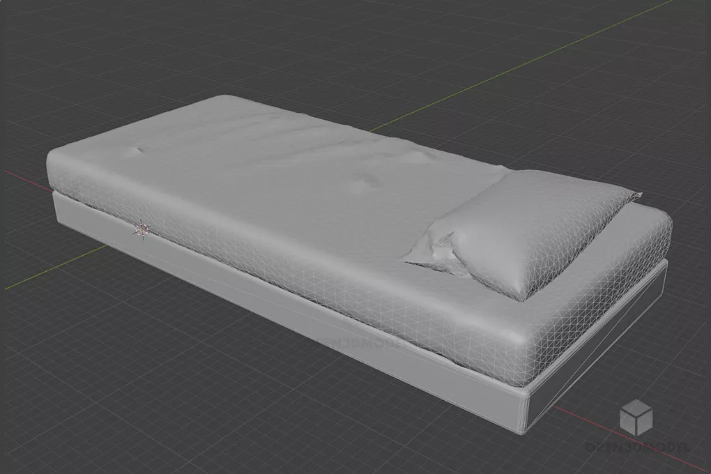 Single Bed Wood Frame 3d model 2