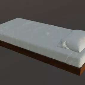 Single Bed Wood Frame 3d model