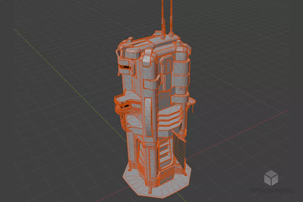 Research Central Scifi Building 3d model 2