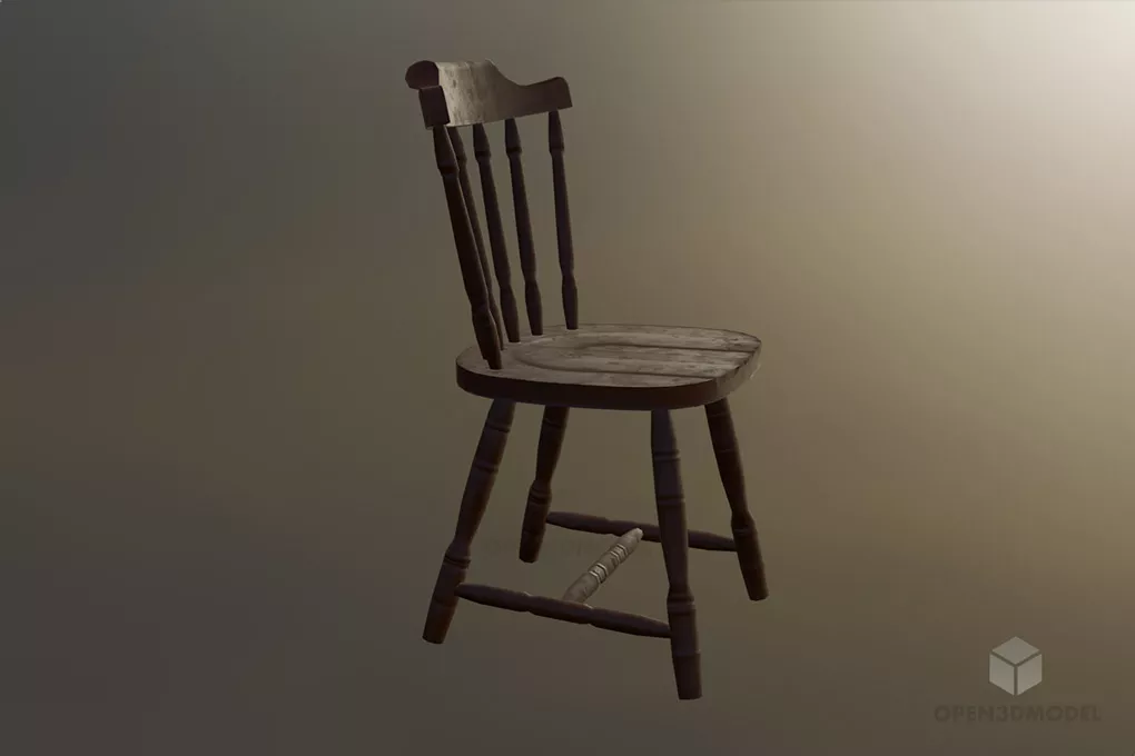 Rustic Wood Chair Free 3d Model - .Blend, .C4d, .Dae, .Fbx, .Max ...