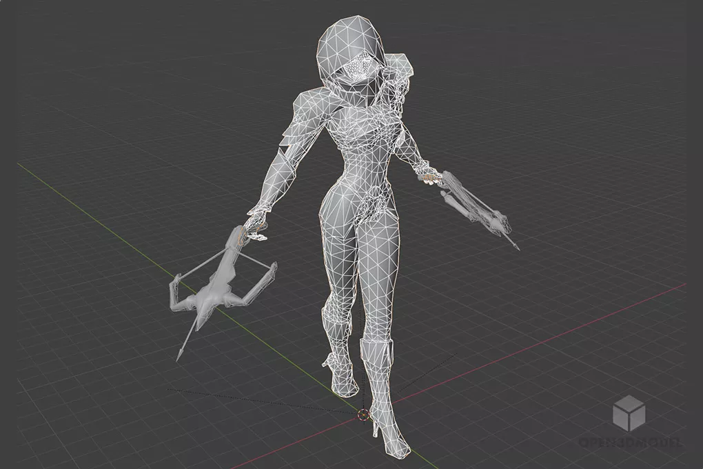 Demon Girl Hunter Character 3d model 2
