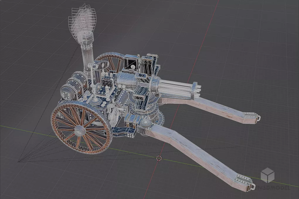 Steam Gatling Gun 3d model 2