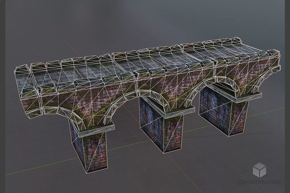 Stone Bridge With Moss Skin 3d model 2