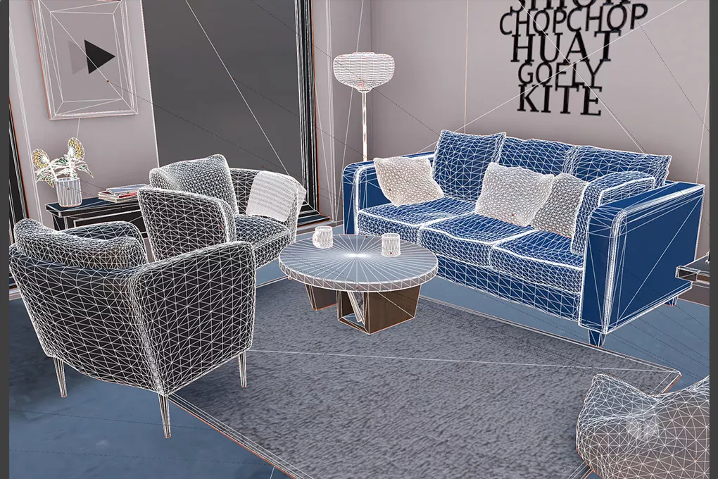 Interior Living Room With Sofa 3d model 2