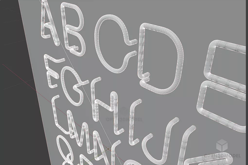 Neon Letters Adverting Board 3d model 2
