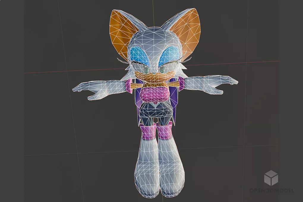 Rouge Bat Character 3d model 2