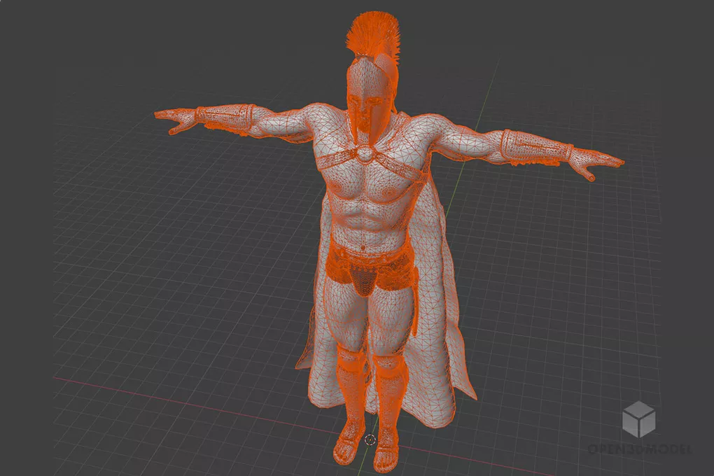 Spartan Man Warrior Character 3d model 2