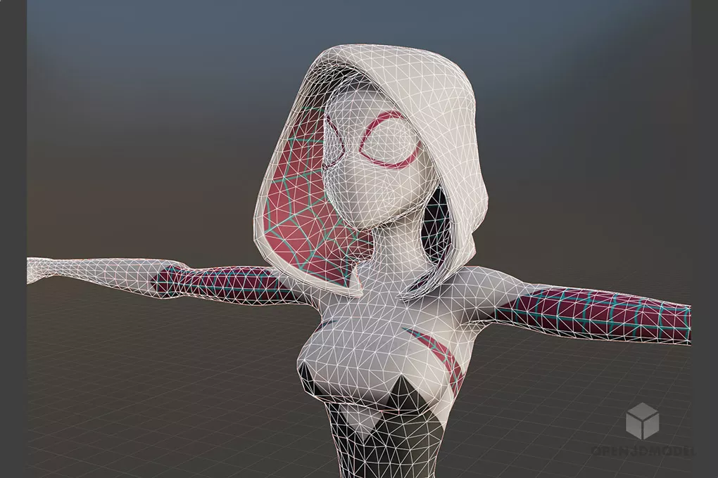 Spider Woman Cartoon Character 3d model 2
