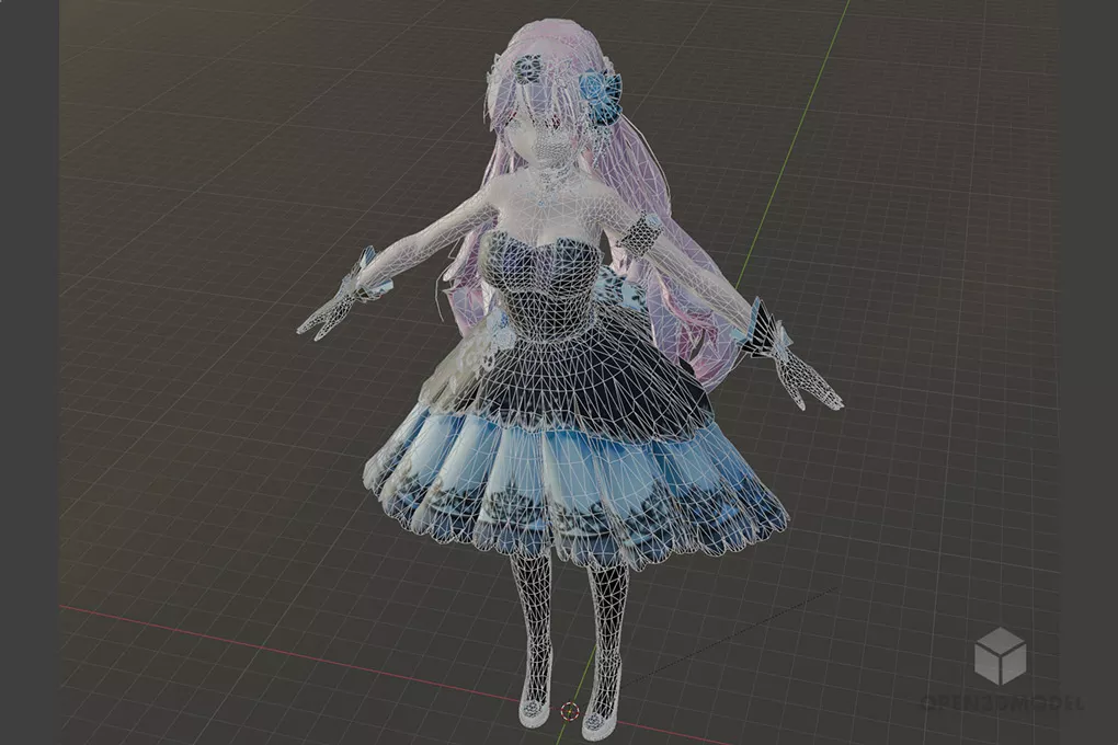 Luka Beauty Anime Character 3d model 2