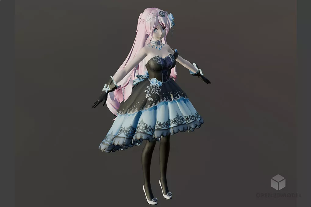 Modelo 3d gratuito de personaje de anime de Luka Beauty - .Blend, .C4d ...