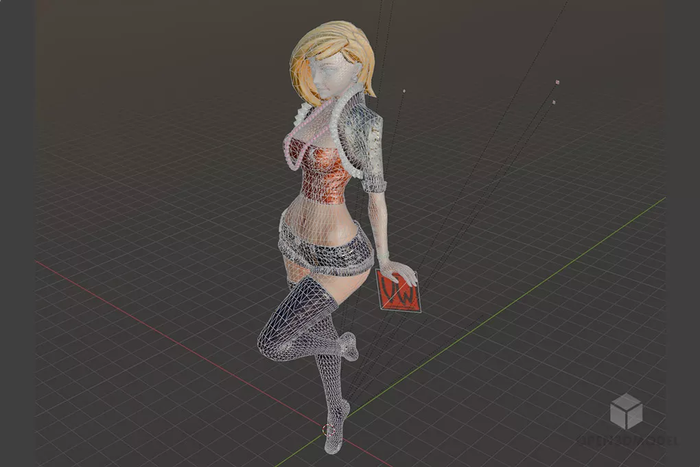 Beautiful Blonde Girl Character 3d model 2