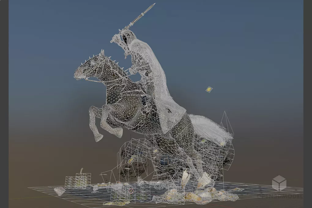 Dark Wraith Warrior Character With Horse 3d model 2