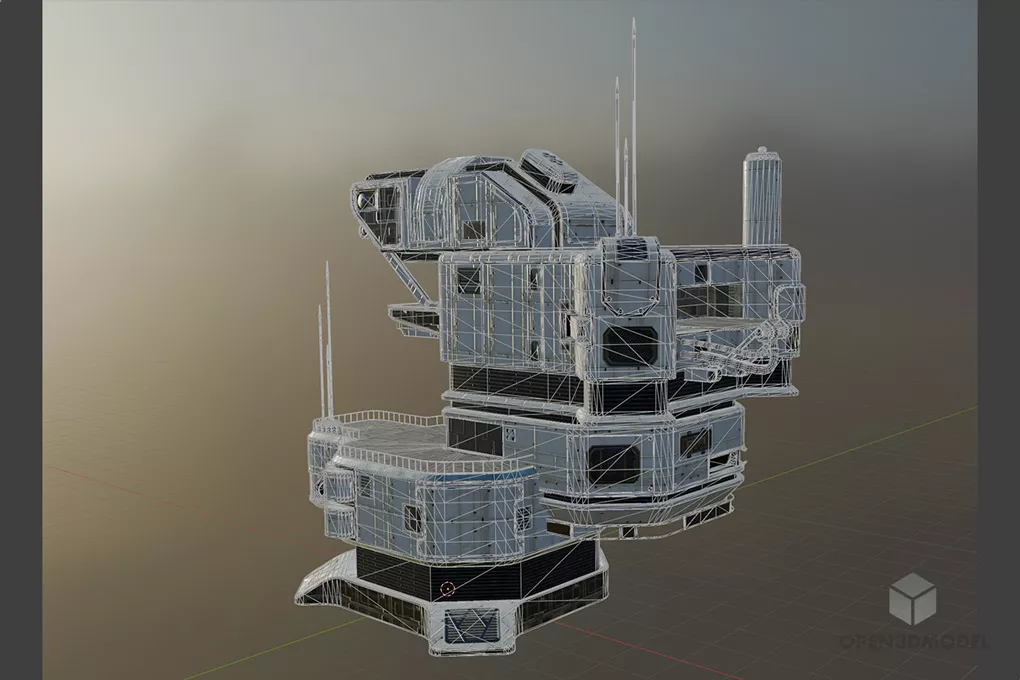 Hydroponics Scifi Headquater Station Building 3d model 2