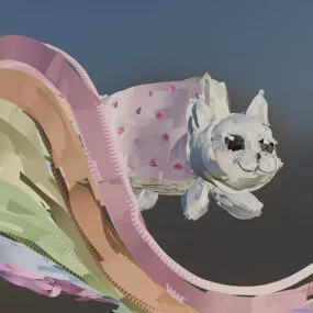 Lowpoly Brush Cat Animal Character 3d model