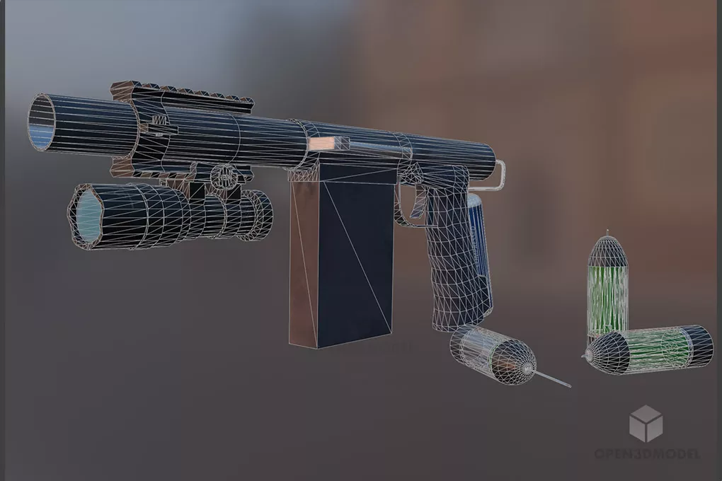 Syringe Dart Gun Weapon 3d model 2