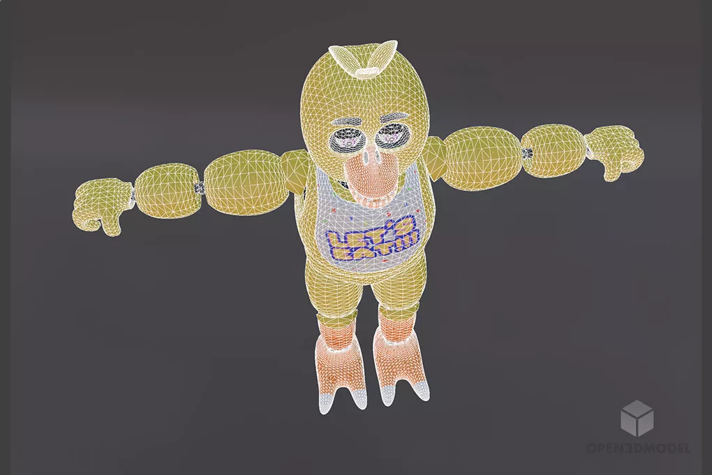 Chica Chicken Toy Character 3d model 2
