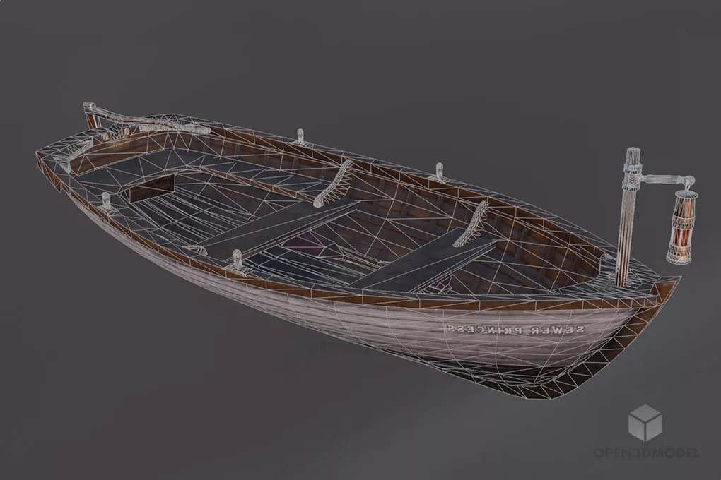 Medieval Row Boat 3d model 2