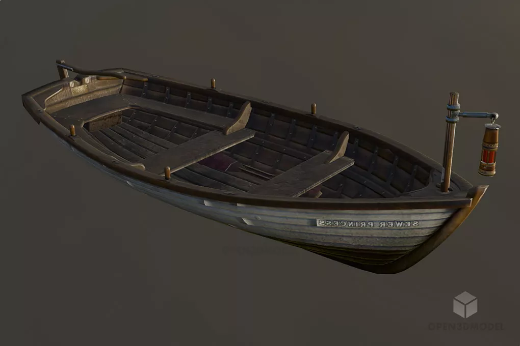 Medieval Row Boat Free 3d Model - .Blend, .C4d, .Dae, .Fbx, .Max ...