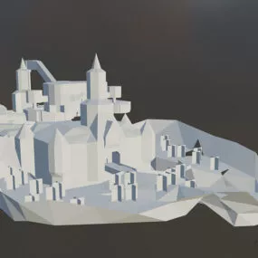 Lowpoly Castle Cartoon Building 3d model