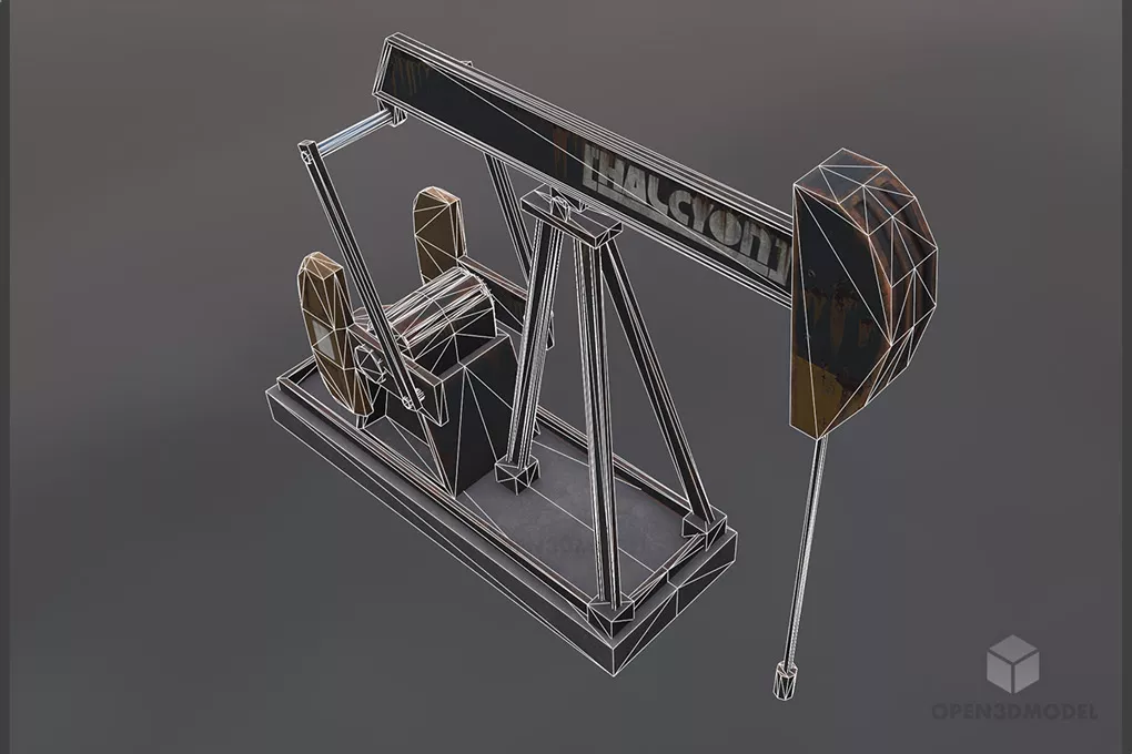 Industrial Rustic Pumpjack 3d model 2