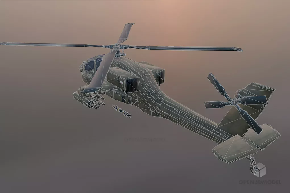 Apache Military Helicopter With Gunship Free 3d Model - .Blend, .C4d ...