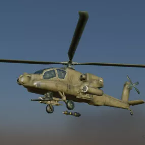 Apache Military Helicopter With Gunship 3d model