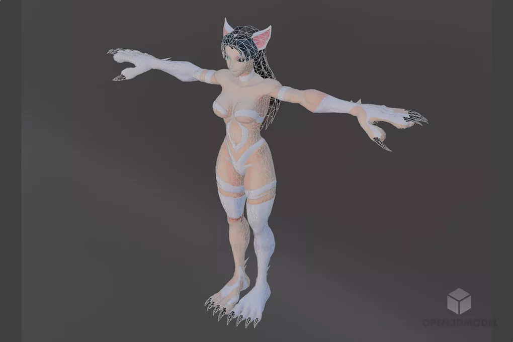 Sexy Anime Girl Character 3d model 2