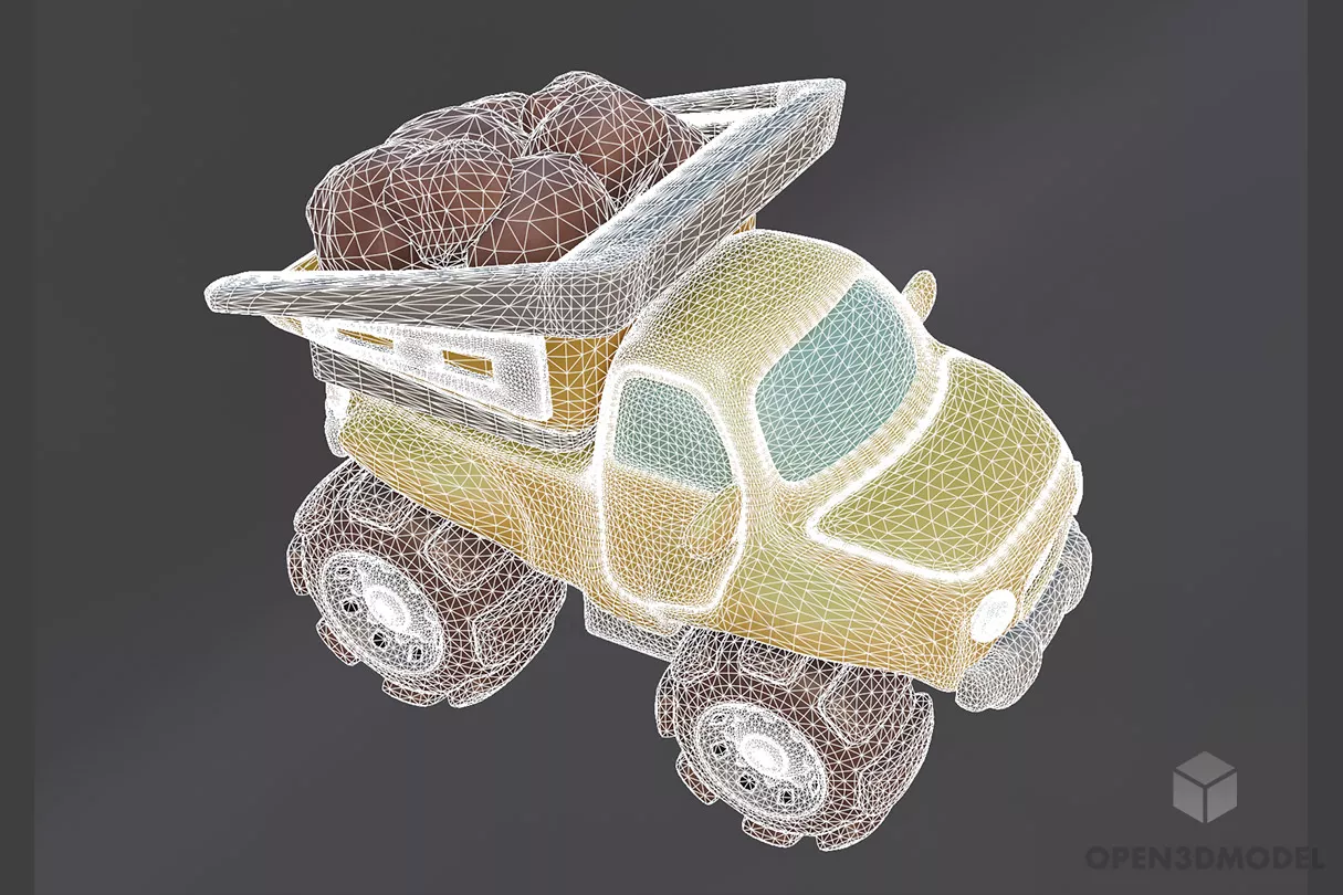 Cartoon Dump Truck 3d model 2