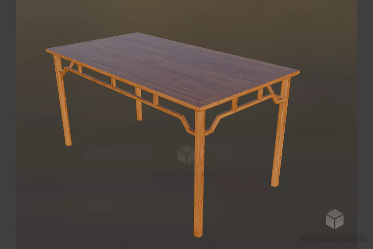 Glass Rectangle Table With Stand 3d model
